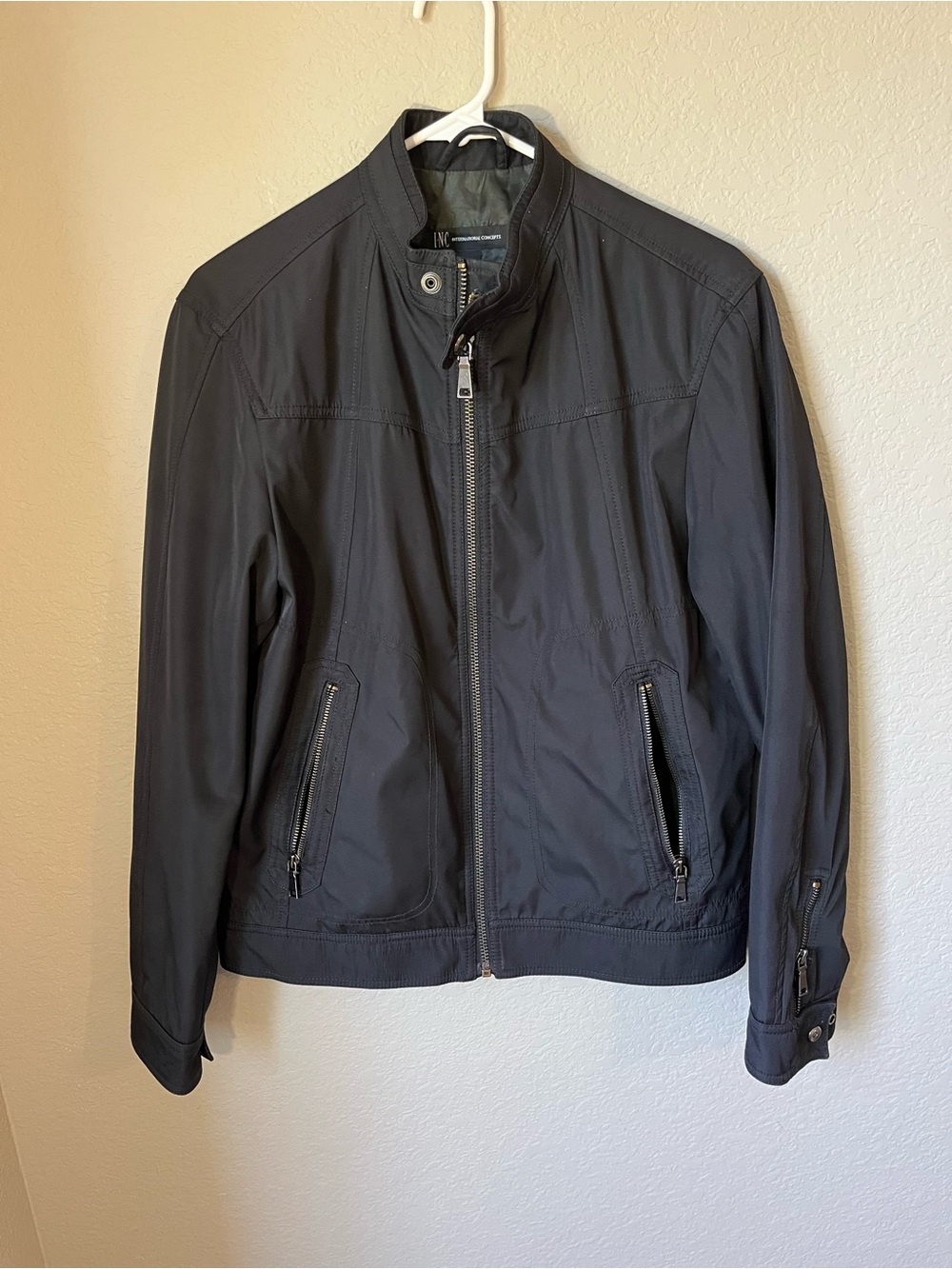 I.N.C. International Concepts Black Moto Jacket Women’s Small Zip Utility Y2K